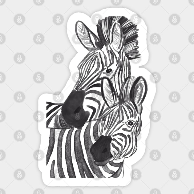 Zebra couple animal wild art unique design Sticker by Nastya Li